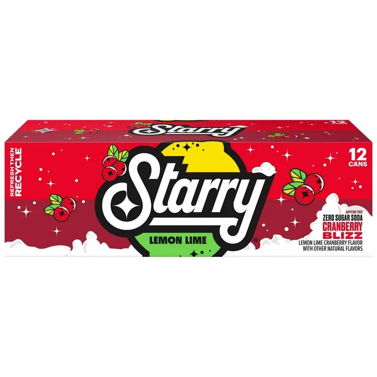 Starry Zero Sugar Soda Cranberry Blizz 12 fl oz, 12 Pack Cans | Walmart (US)