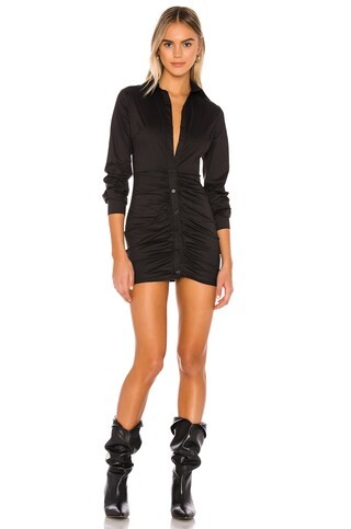 superdown Colette Ruched Shirt Dress in Black from Revolve.com | Revolve Clothing (Global)