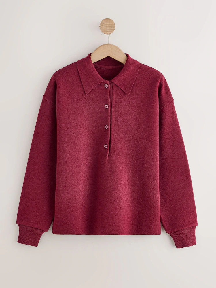 Burgandy Red Cosy Soft Touch Long Sleeve Polo Neck Jumper Top | Next EU
