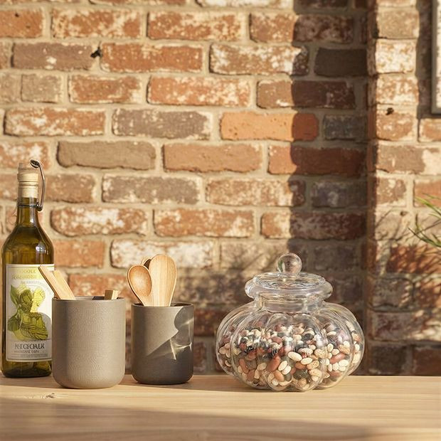 Lidded Cup Ribbed Glass Jar | Antique Farm House