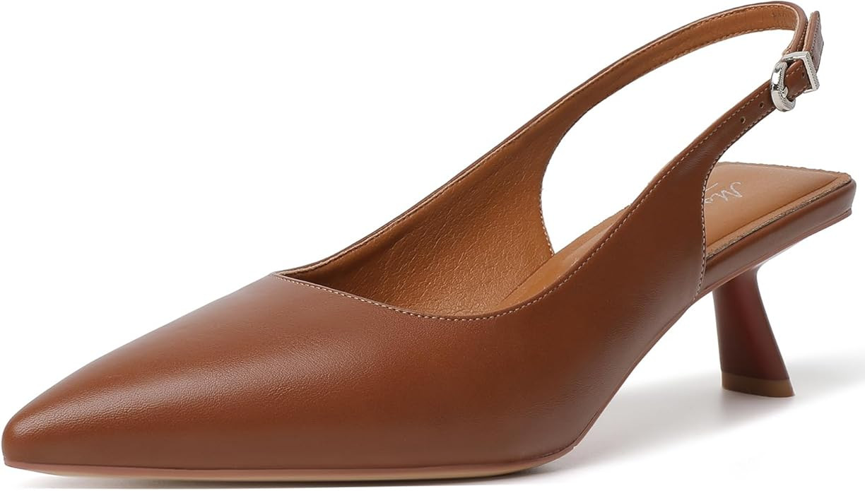 Mostrin Kitten Heels for Women Pointed Toe Pumps Patent Leather Low Heel Slingback Heels with Buc... | Amazon (US)