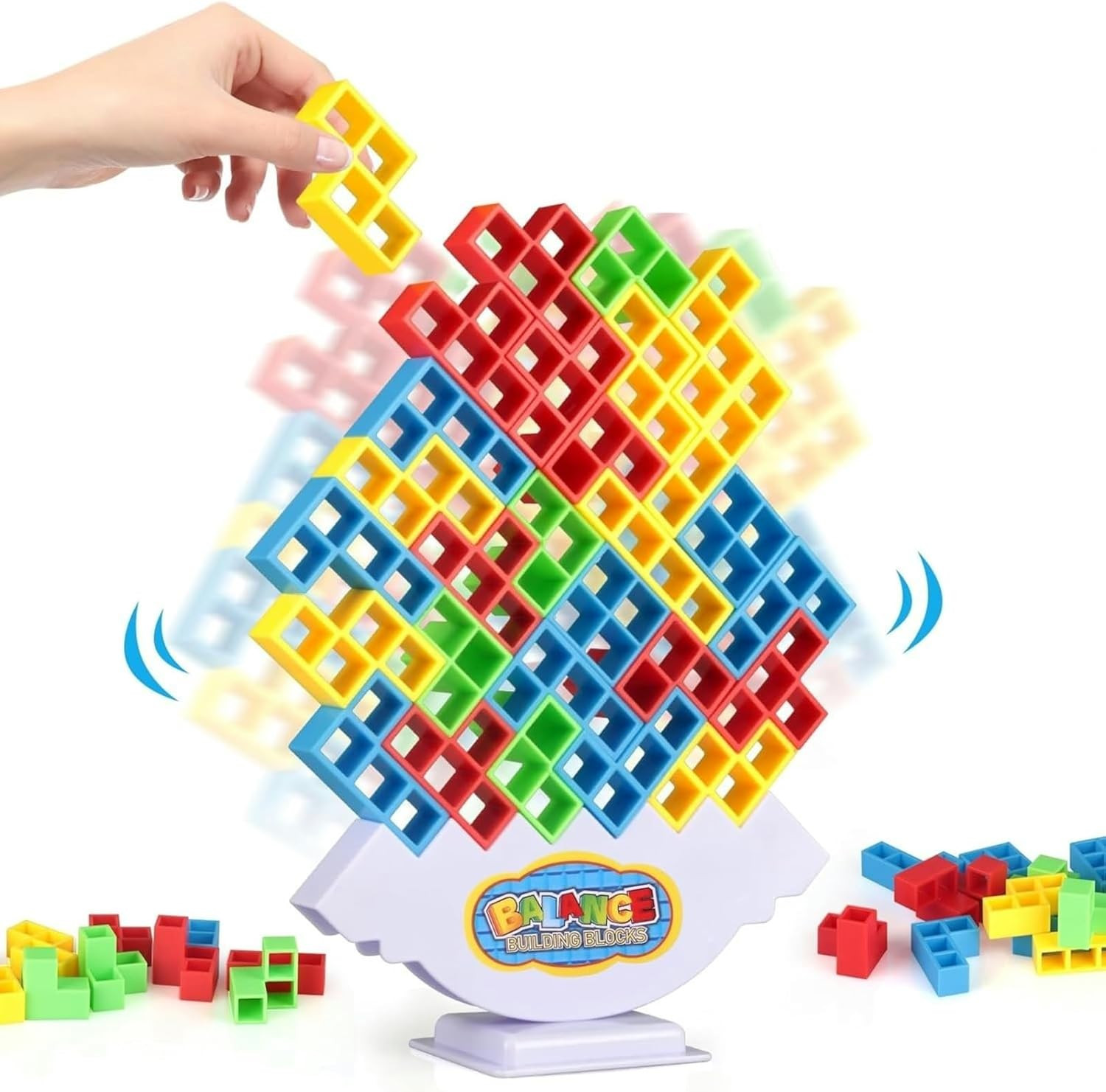 64 Pcs Stacking Tower Game with 22 Cards, Giant Tumble Balance Game for Family, Ideal Gifts for G... | Amazon (US)