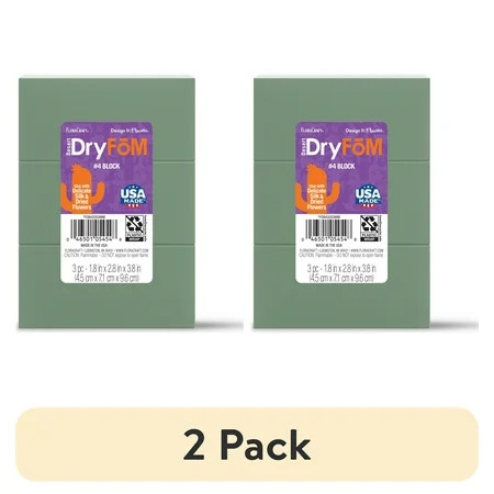 (2 pack) FloraCraft Floral Desert DryFōM 3 Piece Block 1.8 inch x 2.8 inch x 3.8 inch Green | Walmart (US)