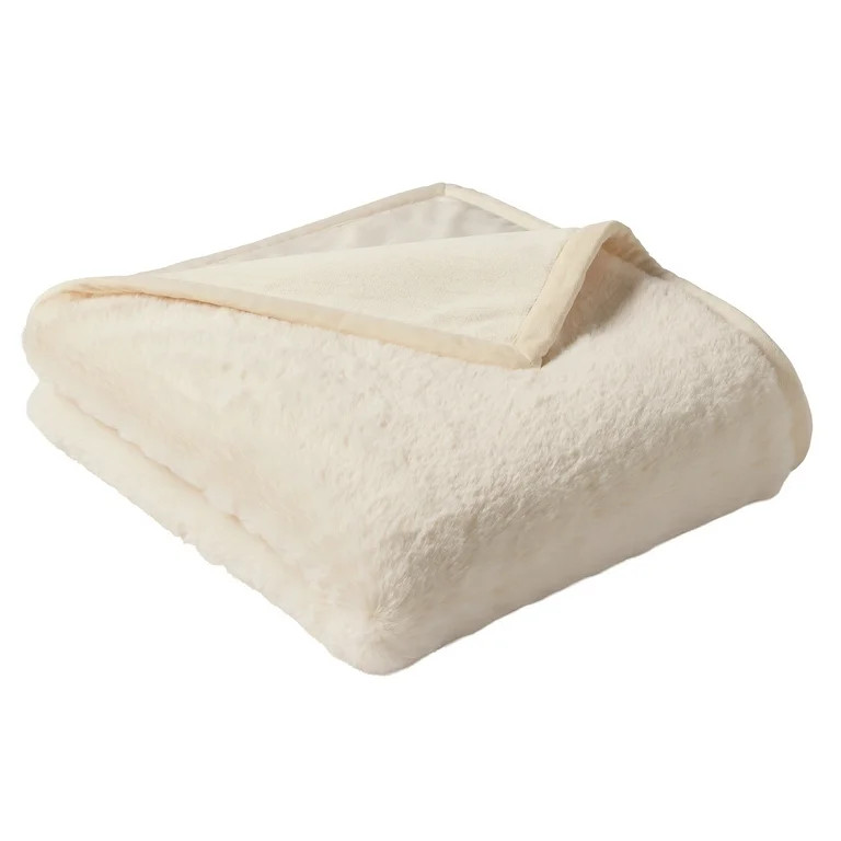 Better Homes & Gardens Ivory Faux Fur Ultra Soft Luxury Oversized Throw Blanket 50" x 72", Vanill... | Walmart (US)