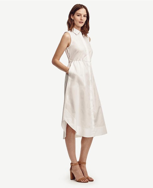 Eyelet Back Midi Shirtdress | Ann Taylor