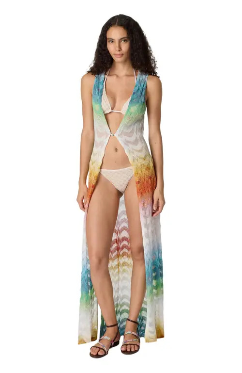 Missoni Long Gilet Cover-up In Shaded Lamé Viscose in Multicoloured at Nordstrom, Size 44 It | Nordstrom