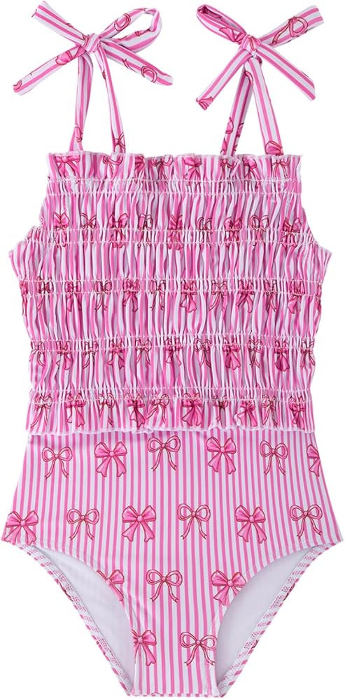 grehava Toddler Girls Swimsuits Adjustable Straps One-Piece Swimwear Baby Girl Smocked Bathing Su... | Amazon (US)