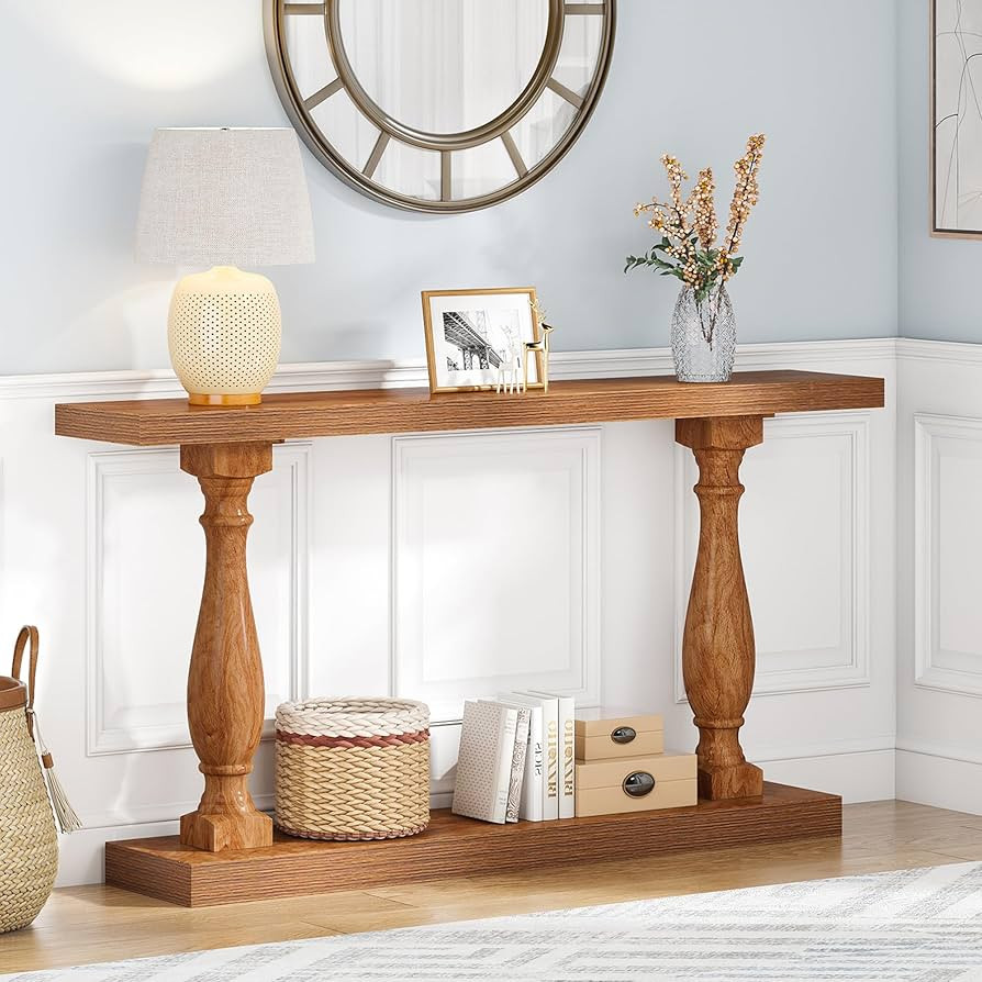 Tribesigns 63 Inch Console Table with Floor Shelf, Rustic Traditional Entry Console Table Hallway... | Amazon (US)