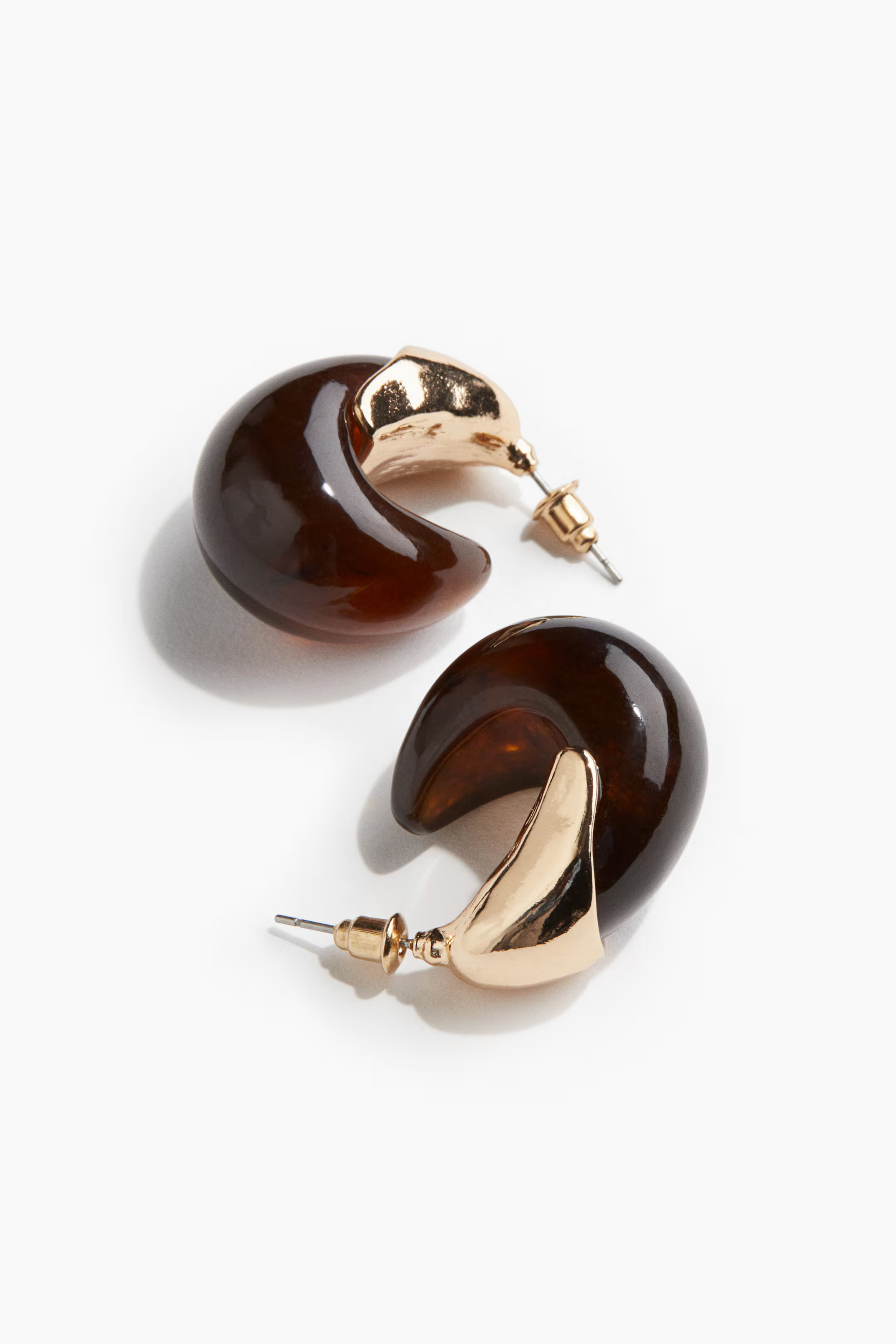 Raffinierte Hoop-Ohrringe - Dunkelbraun/Goldfarben - Ladies | H&M DE | H&M (DE, AT, CH, NL, FI)