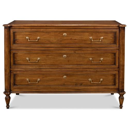 Harriet French Country Brown Walnut Wood 3 Drawer Dresser | Kathy Kuo Home