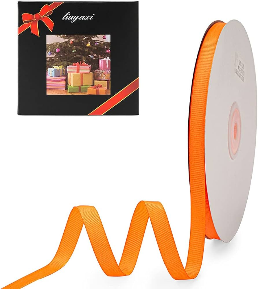 LIUYAXI 1/4" X 50 Yards Solid Orange Grosgrain Ribbon, Perfect for Crafts, Wedding Decor, DIY Hai... | Amazon (US)