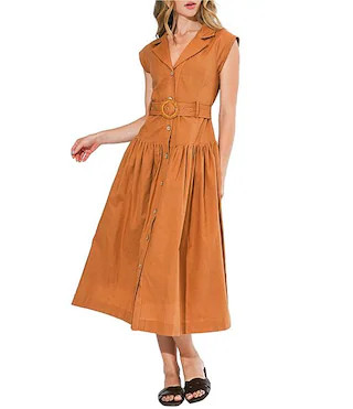 Kennedy V-Neck Midi Shirt Dress | Dillard's