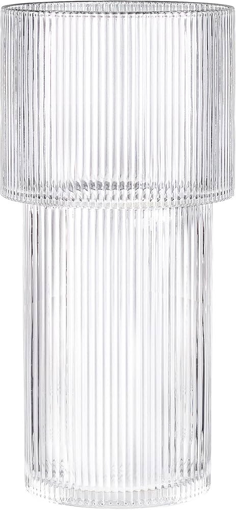 Ribbed Vase,Flower Vases.Large Glass Vase,Clear Flower Vase.Vase for Flower.Vases for Living Room... | Amazon (US)