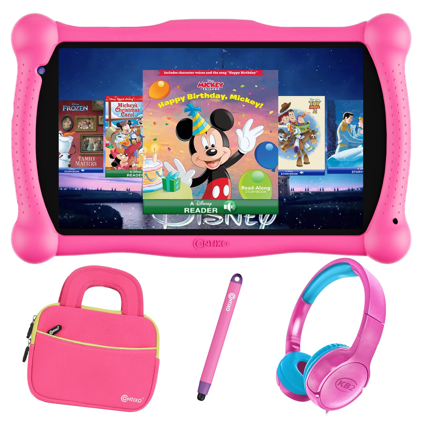 Contixo V10 7" Kids Tablet Bundle 32GB, Including Headphones, Case & Stylus - Pink | Walmart (US)