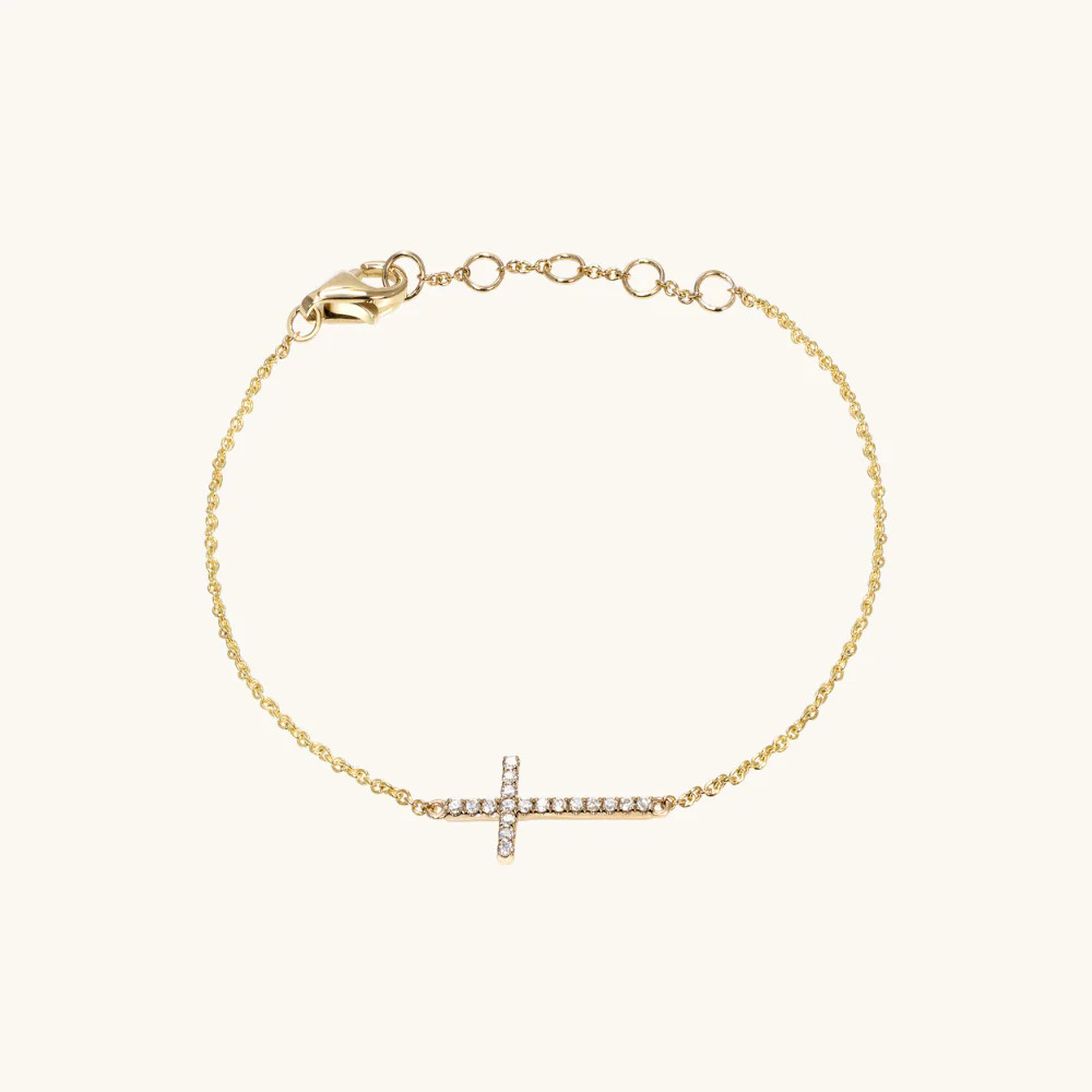 Sideways Diamond Cross Bracelet | Happy Jewelers