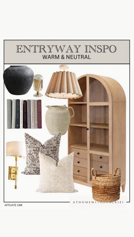 Entryway Inspo for the home, wooden cabinet, pendant light, flush lights , curated books, throw pillows, cozy home, wall sconces, organic home, earthy home, warm home. 

#LTKHome #LTKStyleTip