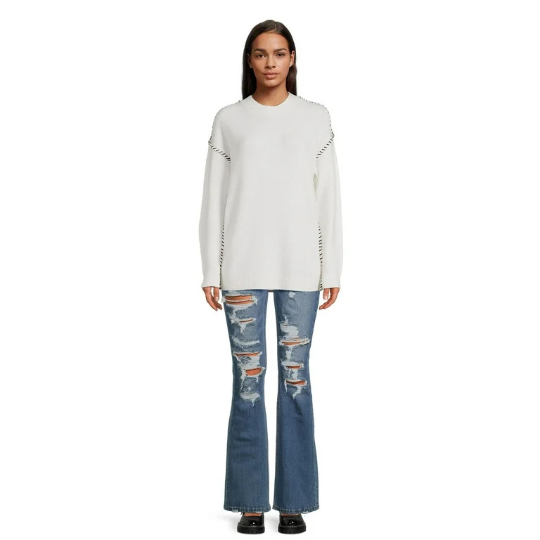 RD Style Womens Whipstitch Mock Neck Pullover - Walmart.com | Walmart (US)