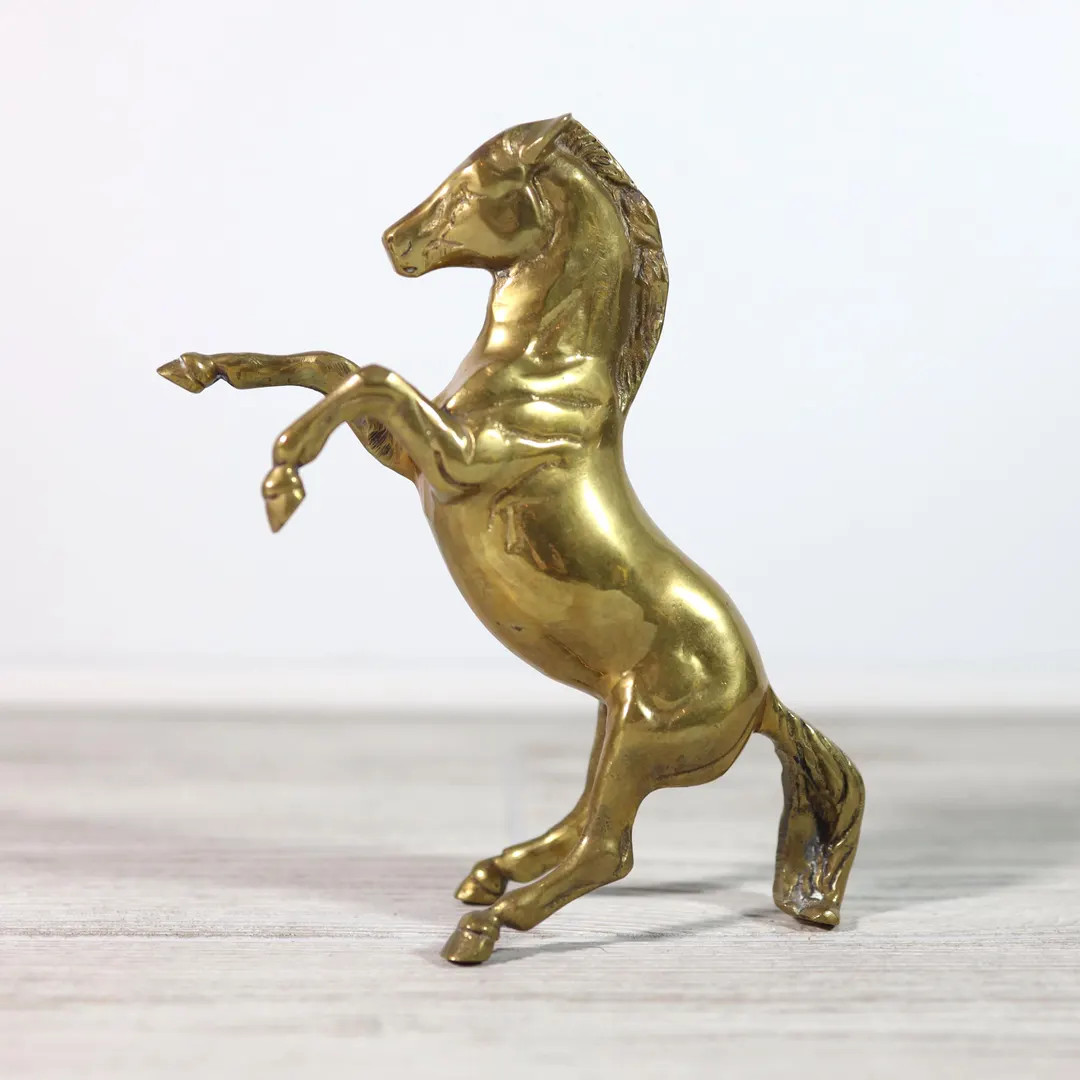 Vintage Brass Rearing Horse Figurine Statue 7.5 Inch Solid Brass Stallion Decor Mid Century Style | Etsy (Global)