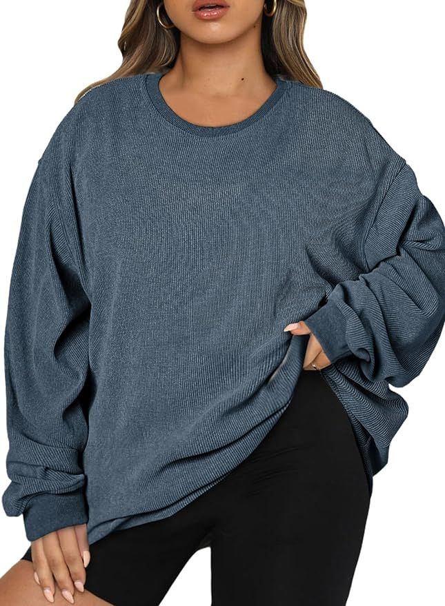 Eytino Women Plus Size Sweatshirts Long Sleeve Crew Neck Casual Oversized Soft Pullover Tops Shir... | Amazon (US)