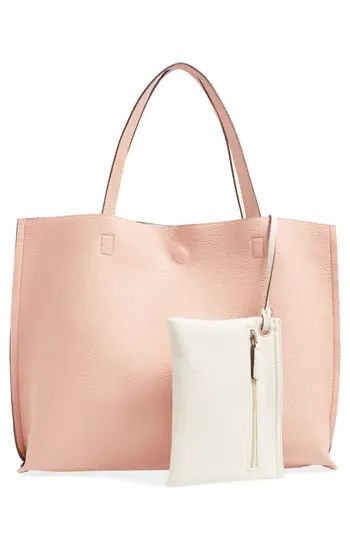 Street Level Reversible Faux Leather Tote & Wristlet - Pink | Nordstrom