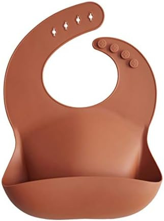 mushie Silicone Baby Bib | Adjustable Fit Waterproof Bibs (Clay) | Amazon (US)
