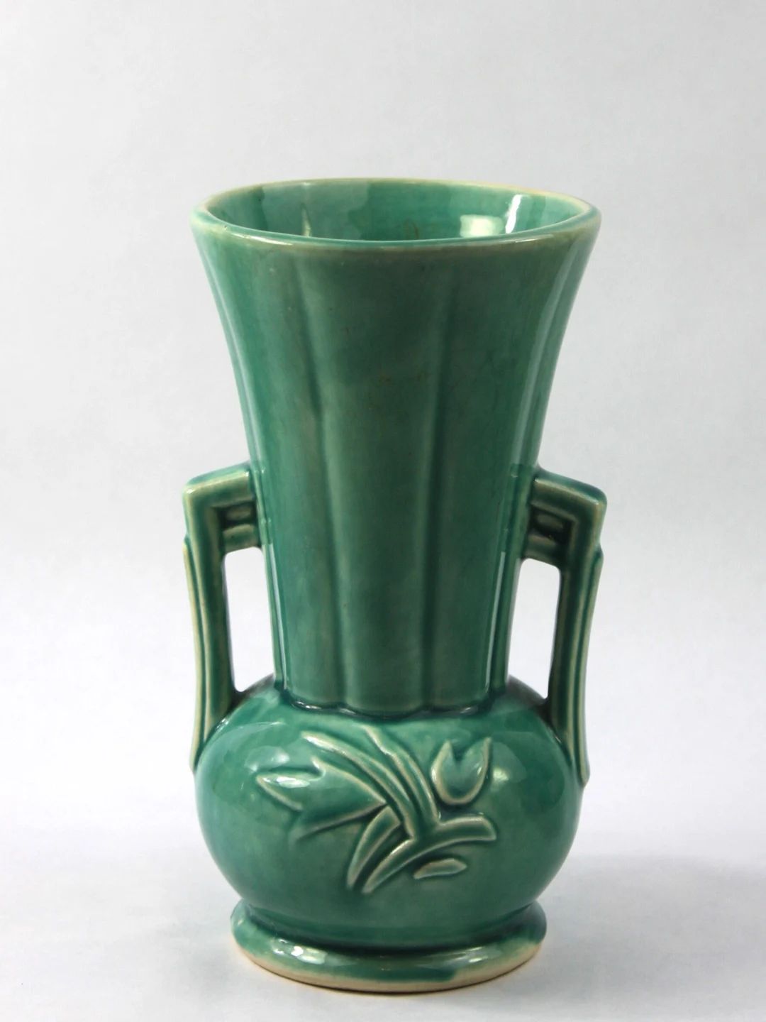 1940s Mccoy Pottery Aqua Blue Teal Double Handle Vase - Etsy | Etsy (US)