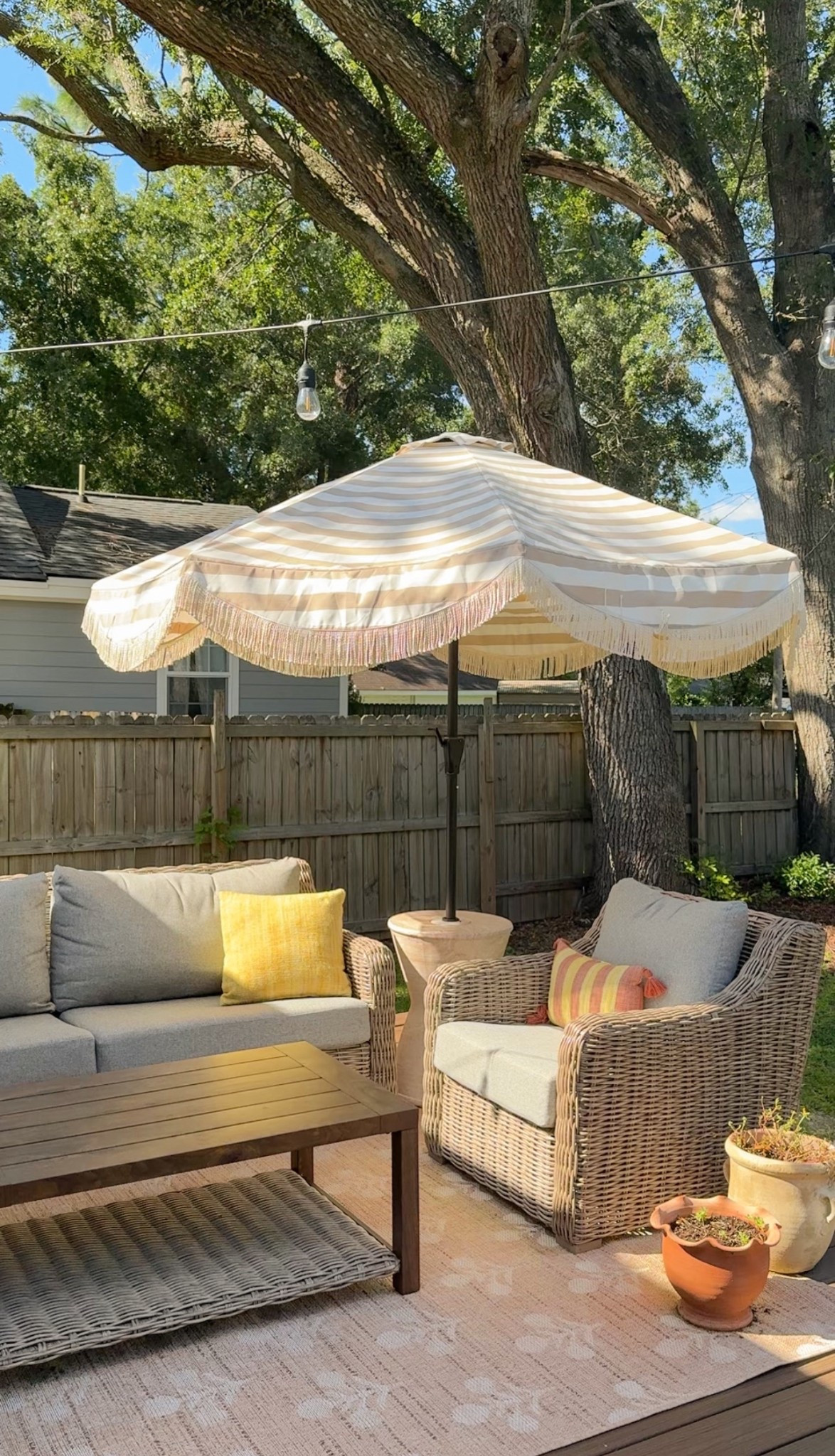 So in love with our back patio 💛 We’ve had this patio set for a few months now and are obsessed - the quality is amazing and its so affordable 

#LTKHome #LTKSeasonal #LTKFamily