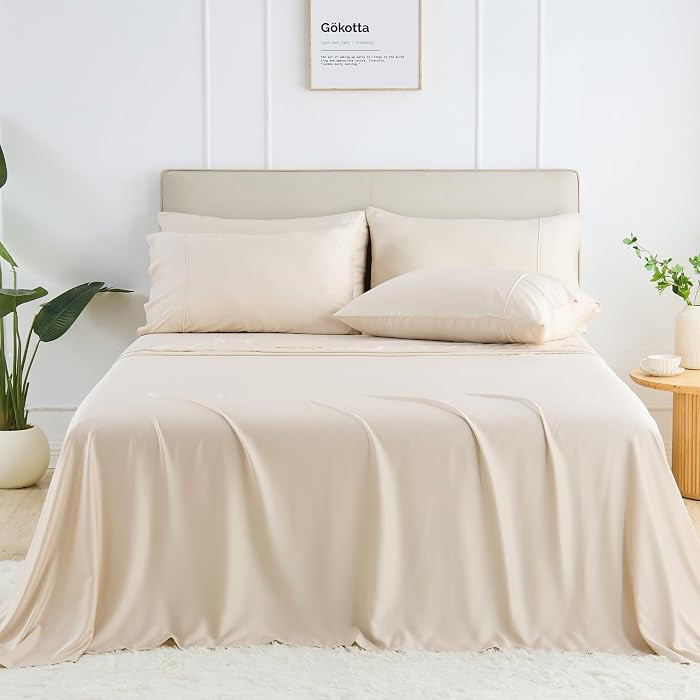 GOKOTTA Queen Size Bed Sheets 6 Piece Set, Soft Cooling for Hot Sleepers - Hotel Luxury Silky Bre... | Amazon (US)