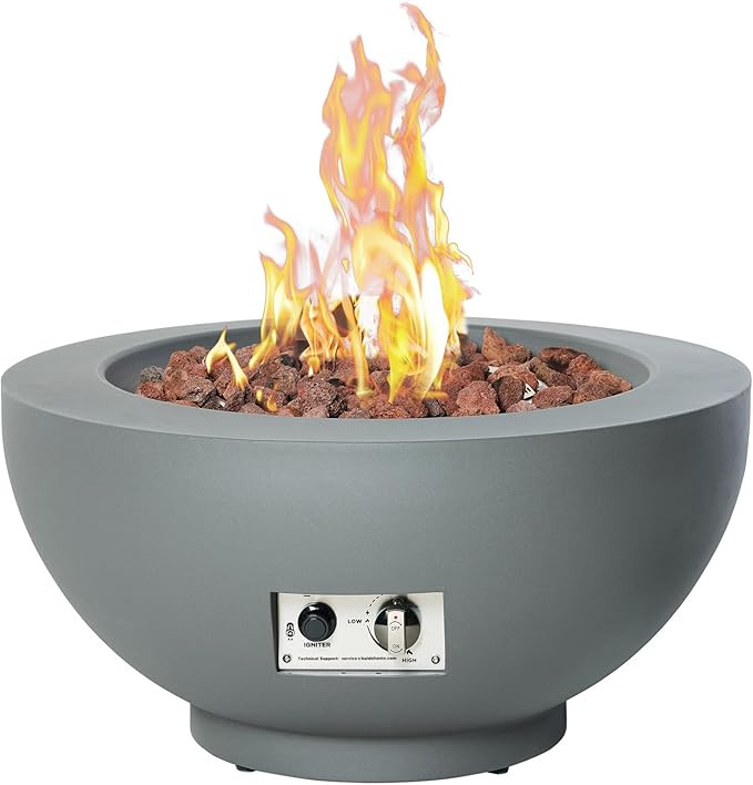 Amazon.com: 28-Inch Fire Table, 58,000 BTU Outdoor Propane Fire Pit, Patio Round Fire Bowl Gas Fi... | Amazon (US)