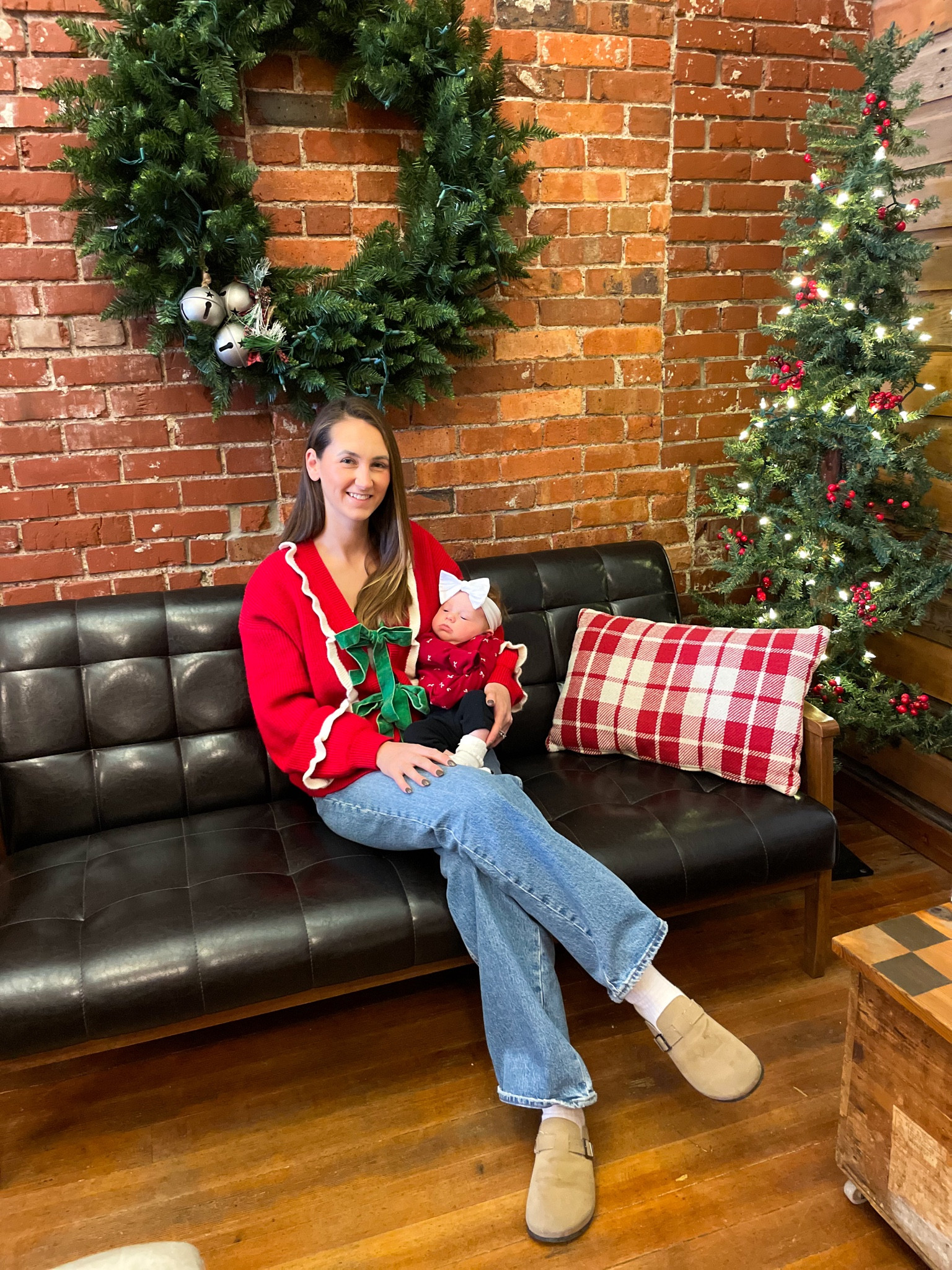 Met with my sister this morning for coffee/hot chocolate at the cutest coffee shop! Obsessed with this bow cardigan from Flourish in Frills 

#LTKFindsUnder100 #LTKBaby #LTKHoliday
