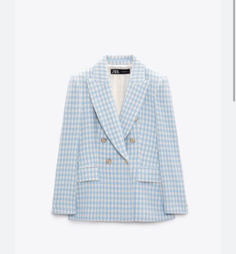 ZARA NEW HOUNDSTOOTH DOUBLE-BREASTED BLAZER ECRU BLUE SALE PRICE  S 2324/509 | eBay US