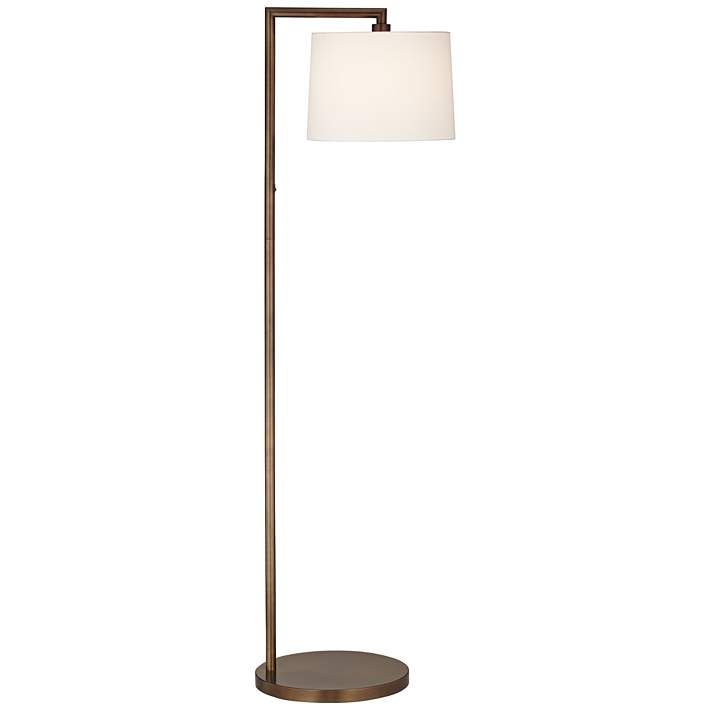 Pacific Coast Lighting Offset Arm Linen Shade Dark Bronze Modern Floor Lamp - #385E9 | Lamps Plus | Lamps Plus