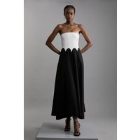 Petite Compact Stretch Colourblock Tailored Bandeau Midi Dress | Debenhams UK