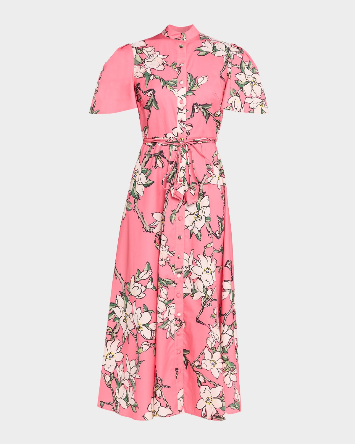 Bianca Floral-Print Cotton Midi Dress | Neiman Marcus