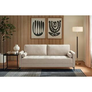 StyleWell Goodwin 75.6 in. Square Arm Fabric Rectangle Mid-Century Modern Sofa with Throw Pillows... | The Home Depot