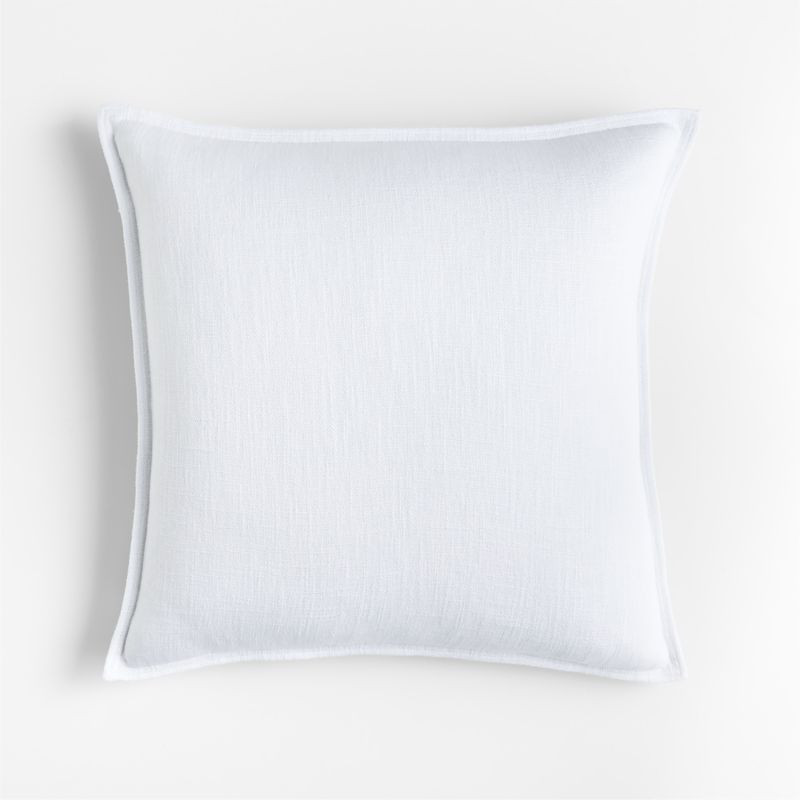 White 20"x20" Square Laundered Linen Decorative Throw Pillow with Feather-Down Insert + Reviews |... | Crate & Barrel