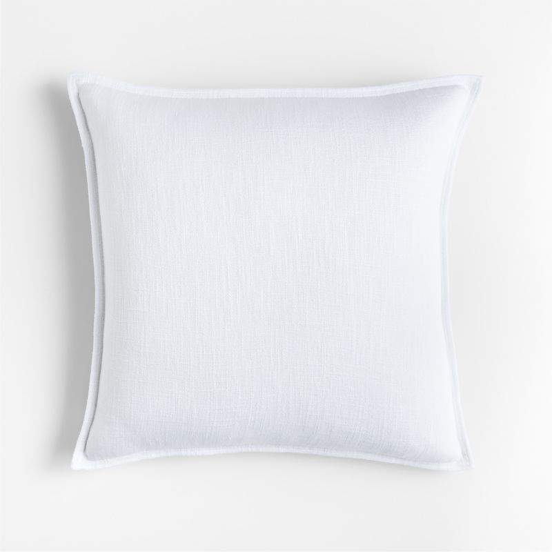 White 20"x20" Square Laundered Linen Decorative Throw Pillow with Down-Alternative Insert + Revie... | Crate & Barrel