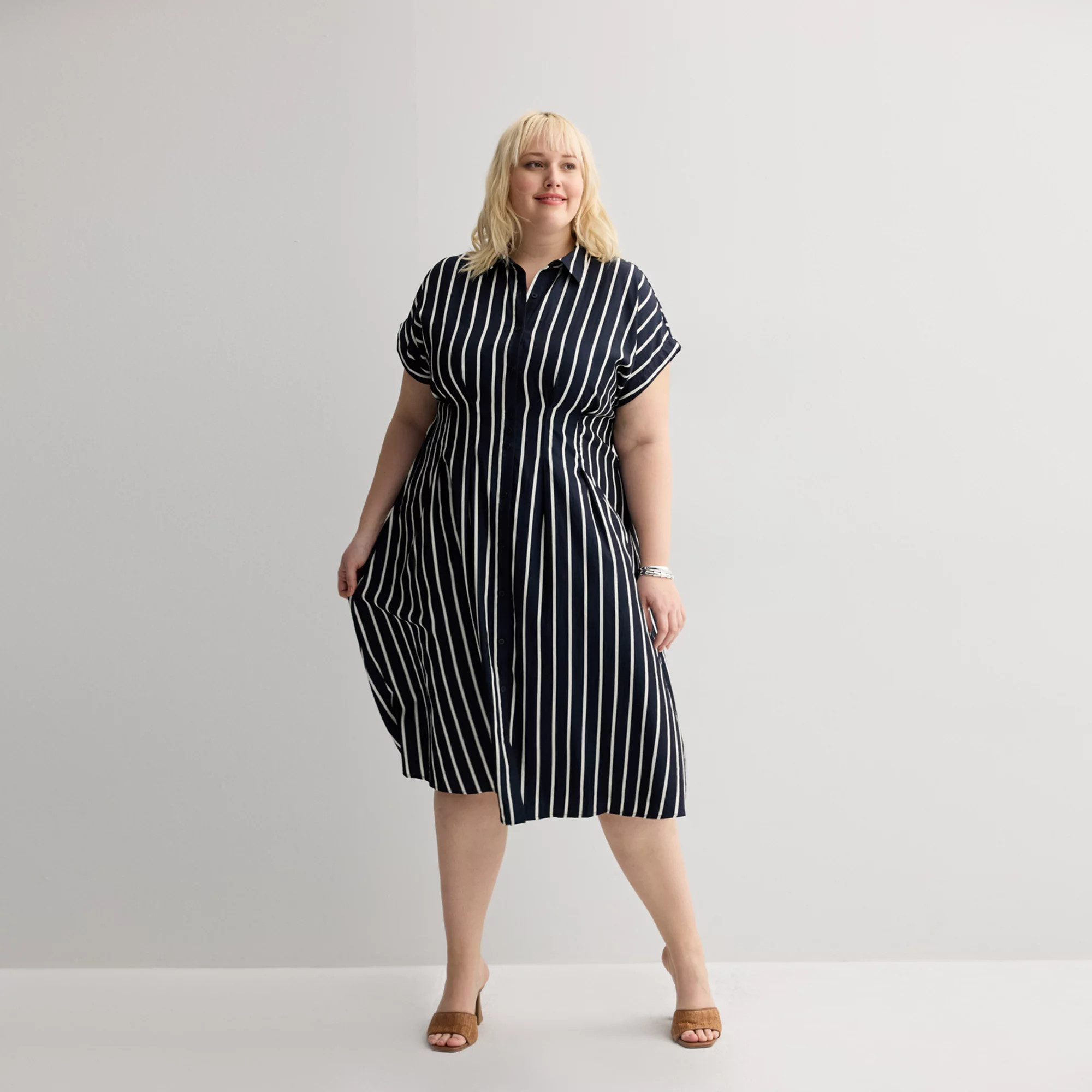 Plus Size Nine West Cinched Waist Midi Shirt Dress | Kohl's