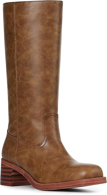 VOMIRA Women's Knee High Boots Wide Calf Boots Black Boots Square Toe Chunky Block Heel Long Boot... | Amazon (US)