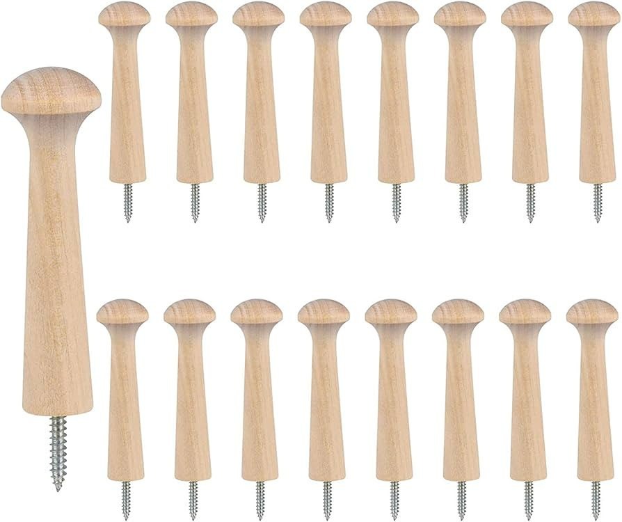 20 pcs Wood Wall Hooks Natural Wooden Coat Hooks Coat Wall Natural Mounted Peg Screw-On Shaker So... | Amazon (CA)