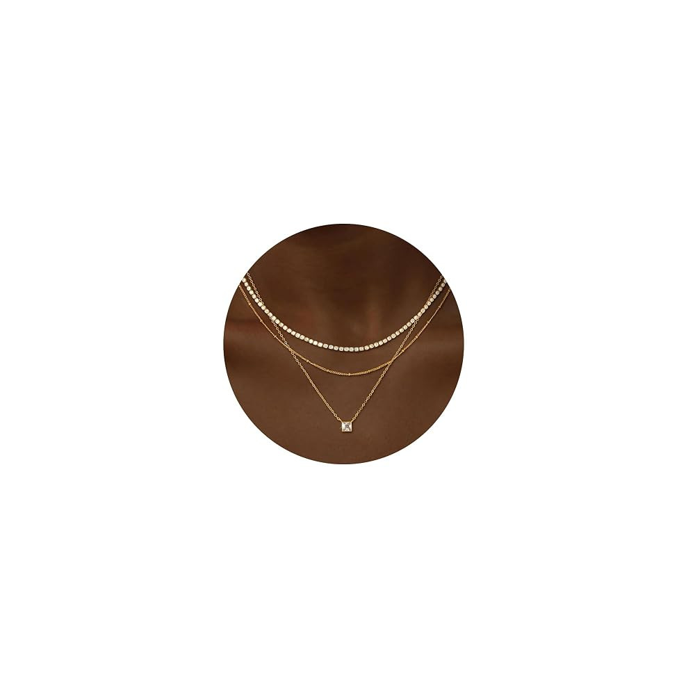 CHESKY 14K Gold Plated Layered Necklaces for Women,Dainty Gold/Silver Plated Chain Necklace CZ Pe... | Amazon (US)