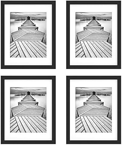 UnityStar 11x14 Picture Frames, Black Solid Wood, 8x10 Frame Matted, Photo Frame with Tempered Gl... | Amazon (US)