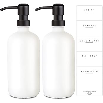 Emerson Essentials Thick Glass Soap Bottle Dispensers, 2 Pack, Rustproof Stainless Steel Pumps fo... | Amazon (US)