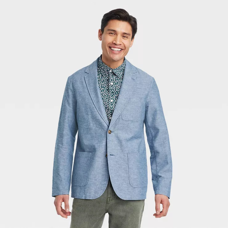 Men's Chambray Blazer - Goodfellow & Co™ Blue | Target