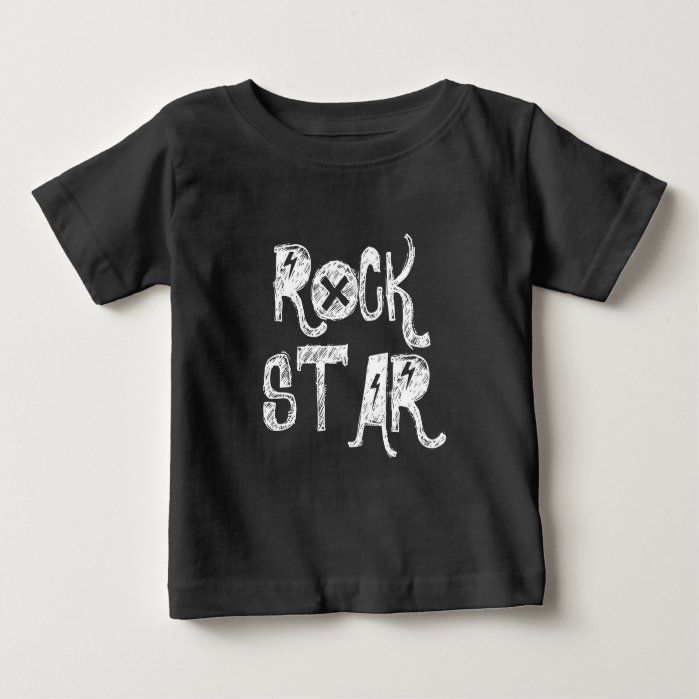 Rock Star black white skull text rocker metal Baby T-shirt, Infant Unisex, Size: 18 Month | Zazzle