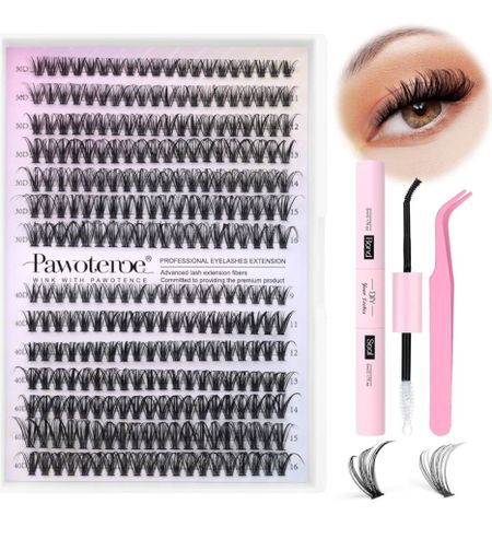 Pawotence Lash Extension Kit DIY 280pcs Lash Clusters Eyelash Extension Kit, 9-16mm Mix 30D 40D Curl Individual Lashes Kit with Lash Bond and Seal Lash Tweezers for Self Use(30D&40D-0.07D-9-16MIX KIT)

#LTKbeauty