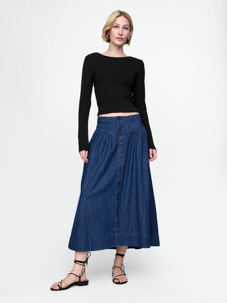 Denim Western Yoke Midi Skirt | Gap (US)