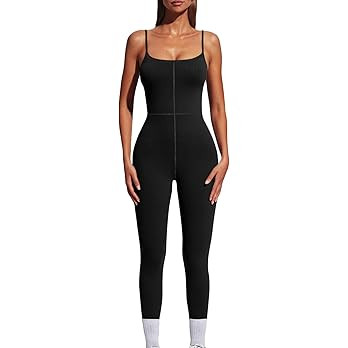 AUTOMET Womens Sexy Unitard One Piece Jumpsuit Spaghetti Strap Tummy Control Rompers Sleeveless B... | Amazon (US)