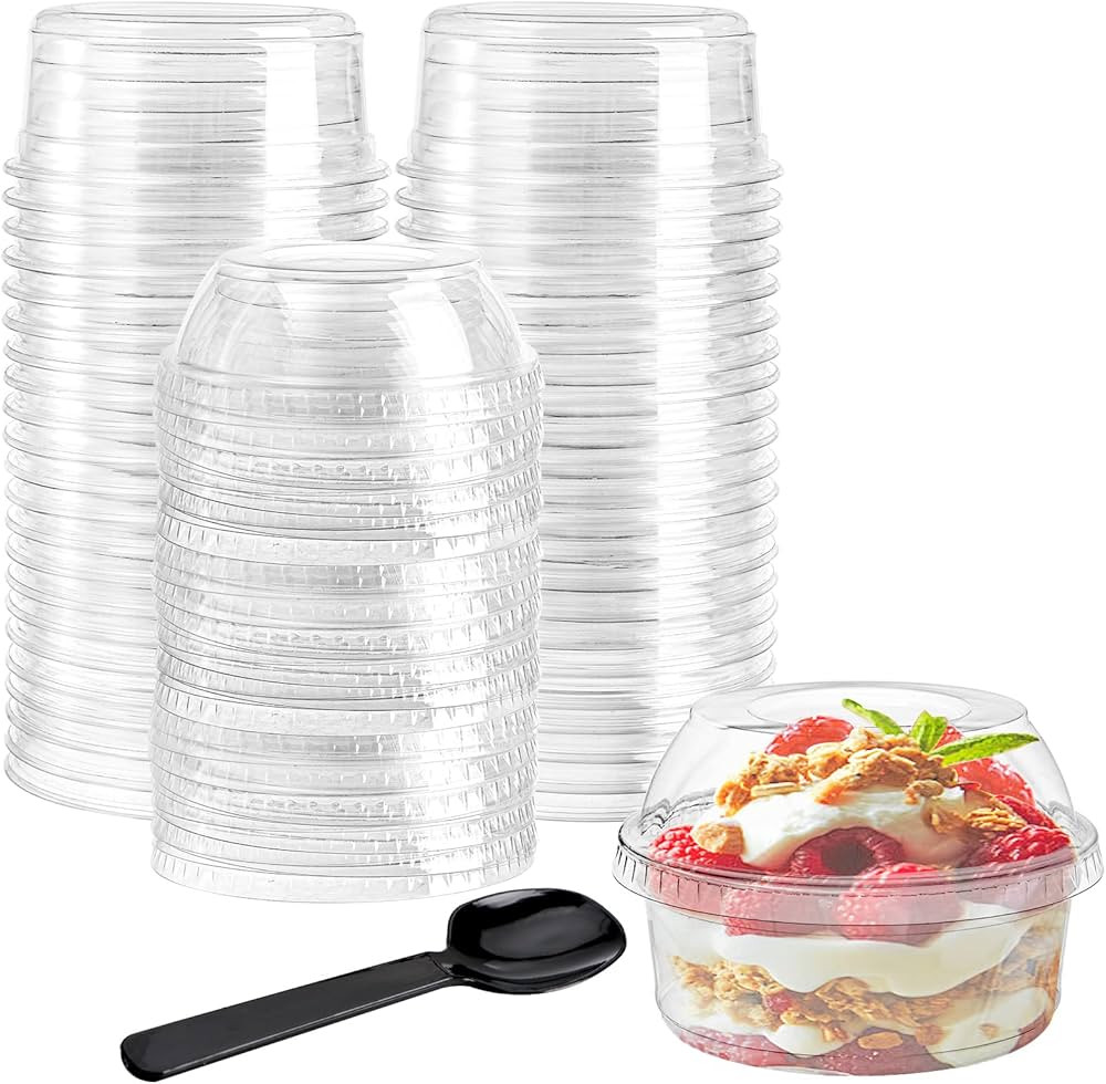 WUWEOT 50 Pack Plastic Dessert Cups, 12 oz Clear PET Dessert Bowls, Disposable Parfait Cups with ... | Amazon (US)