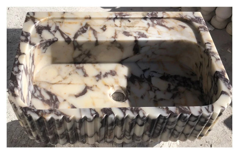 Calacatta Viola Marble Sink, Stone Sink, Hand Carved Sink, Marble Sink, Round Corner, Wall Sink, ... | Etsy (US)
